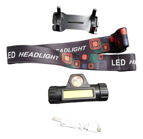 Lanterna Cabeca Testa Capacete C/ Foco Recarregavel Usb, Led Cor da lanterna Branco Cor da luz Branco