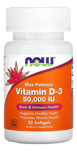 Vitamina D3 50.000 Ui Now Foods 50caps Softgels Sabor Sem sabor