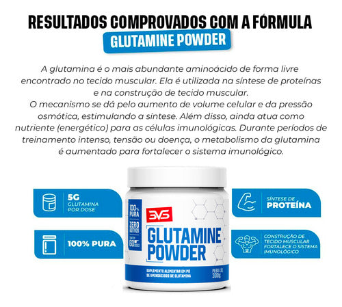 Glutamina 100% Pura 300g - Fórmula Exclusiva Com Insumos Importados E 5g De Glutamina Por Dose (60 Doses)