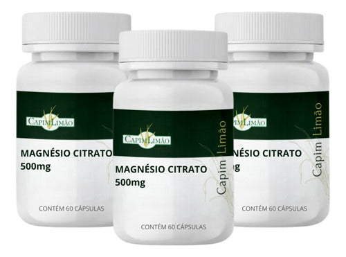 Magnésio Citrato 500mg 3 Potes 60 Caps