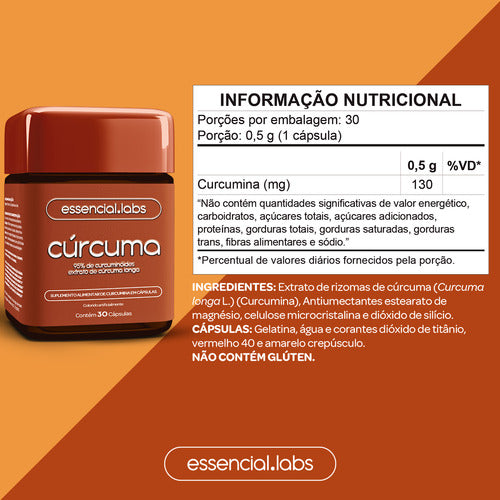 03 POTES da CÚRCUMA 130mg - Fórmula com Máxima Concentração e Pureza - 90 Doses
