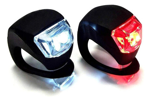 Kit 2 Luz De Segurança Led Duplo Sinalizador Lanterna Bike Cor Preto