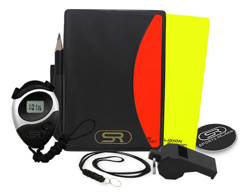 Kit Arbitro + Porta Cartão + Moeda + Cronometro + Apito