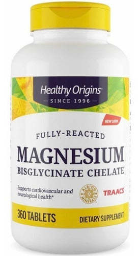 Magnésio Quelato (bisglicinato) Healthy Origins 360 Tablets Sem Sabor