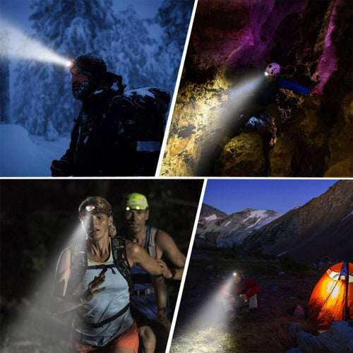 Lanterna De Cabeça Farol Led 6 Modos Recarregável Aventura