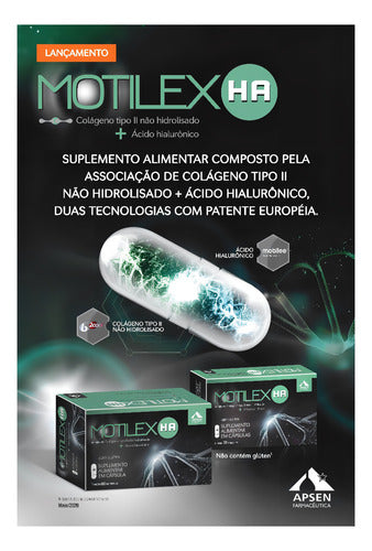 Motilex HA - Colágeno Tipo II + Ácido Hialurônico C/60 Caps