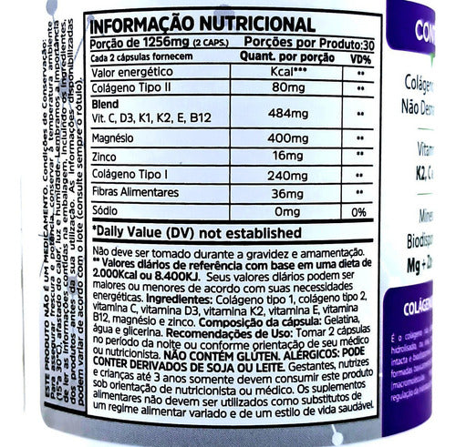 Collagen Colágeno Tipo 2 + Vitaminas 60 Capsulas Sunfood Clinical Sem sabor