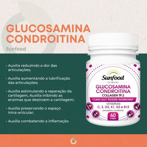 Glucosamina + Condroitina + Colágeno TP. 2 + Vitaminas 1000mg 60 Softgels Sunfood