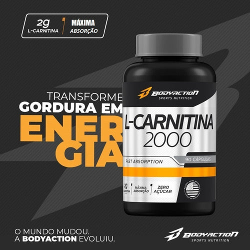 L-carnitina 90 Caps 2000mg - Bodyaction Sabor Sem sabor