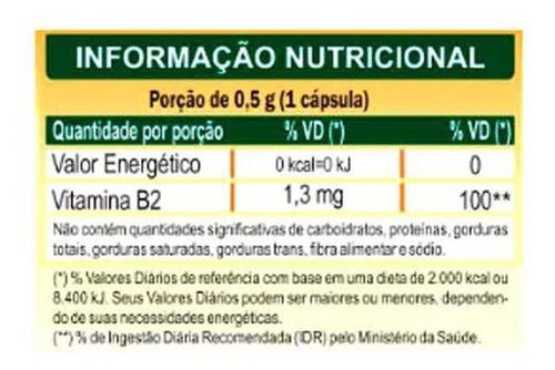 Vitamina B2 ( Riboflavina ) - 60 Cápsulas 500mg - Unilife