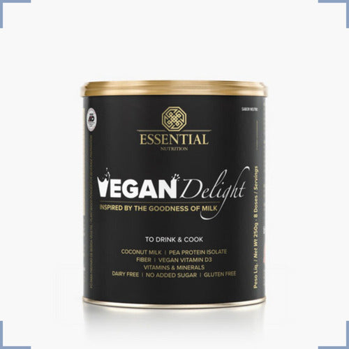 Vegan Delight 240g/8ds Essential Nutrition Bebida Vegetal Sem Sabor Essential Nutrition Pó 250g