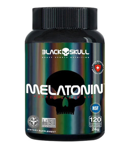 Melatonina Black Skull (120 Comprimidos) Sublingual Sabor Sem sabor