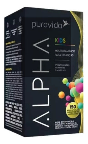 Alpha Kids Puravida, Multivitamínico Kids Premium, 150 Caps Sabor Neutro