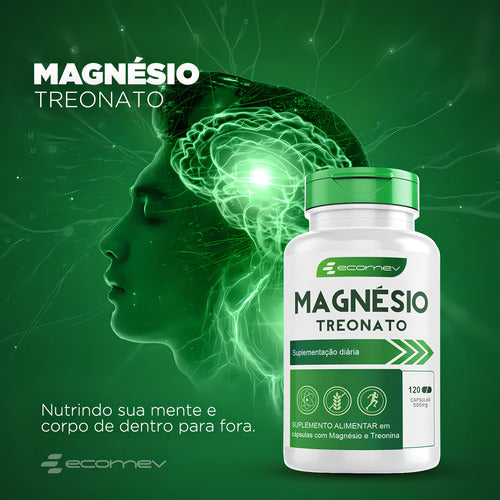 Suplemento em Cápsulas Kit 3 Potes Treonato Formula Avançada 360 Cápsulas Ecomev