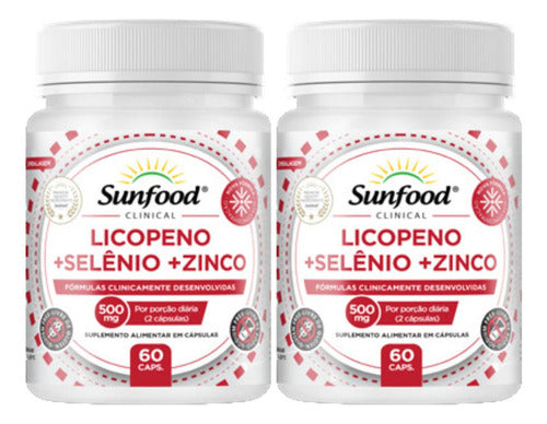 Kit 2 Un Licopeno De Tomate Selênio + Zinco 500mg - Sunfood Sabor Sem Sabor