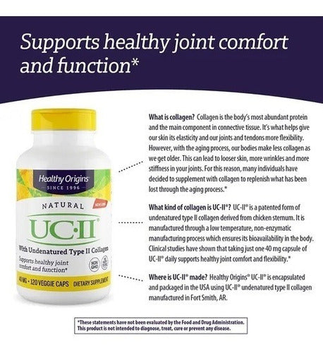 Colágeno Uc-ii Healthy Origins 40mg 120 Caps