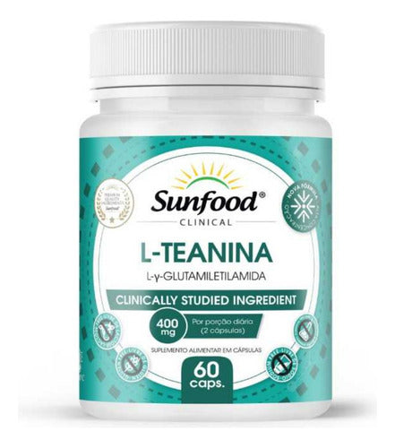 Suplemento Sunfood Clinical L-teanina 400mg Cápsula. Sabor Sem sabor