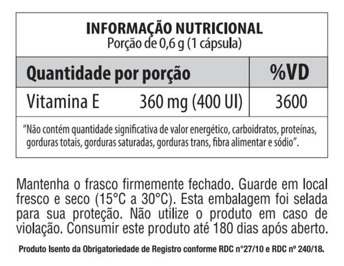 Vitamina E 400 Ui Vitgold 60 Cápsulas