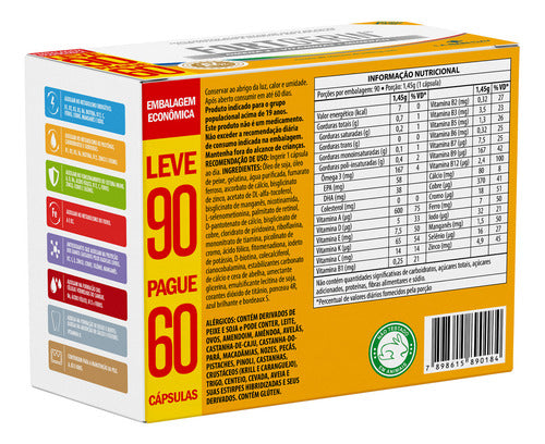 Polivitaminico Fort Gerin 90 Cápsulas Com Ômega 3 Sabor