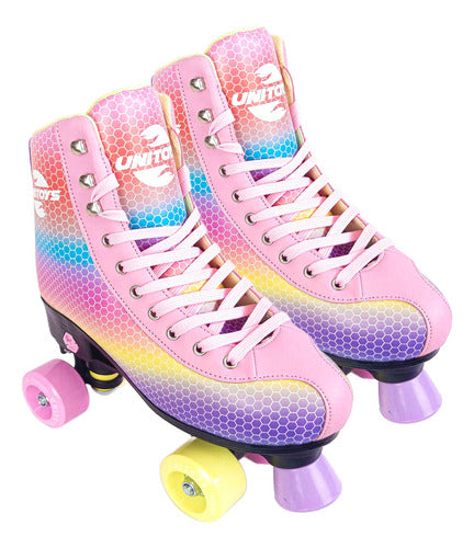 Patins Quad Roller Infantil Rosa 34-37 Ajustável Até 60kg