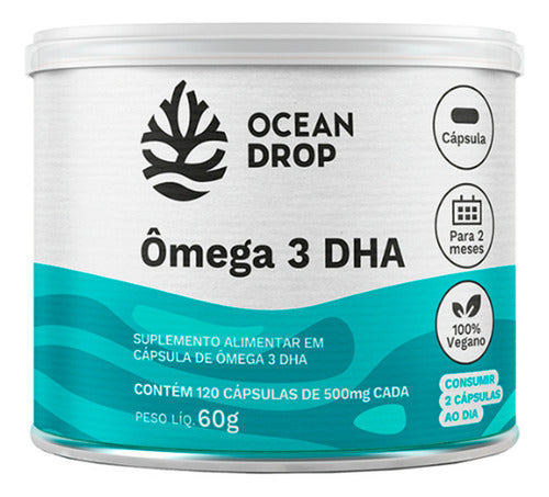 Ômega 3 Dha 460mg Ocean Drop Vegano 120 Cápsulas