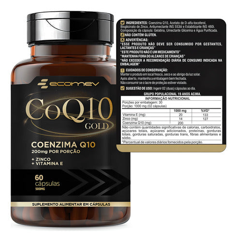 Kit Suplemento Coenzima Gold + Treonato + Vitamina B12 Metil 500mg Sem Sabor Ecomev