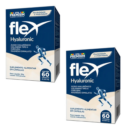 Kit 2 Flex Hyaluronic - 100mg de Ác.Hialurônico Vita Premium 60 cápsulas