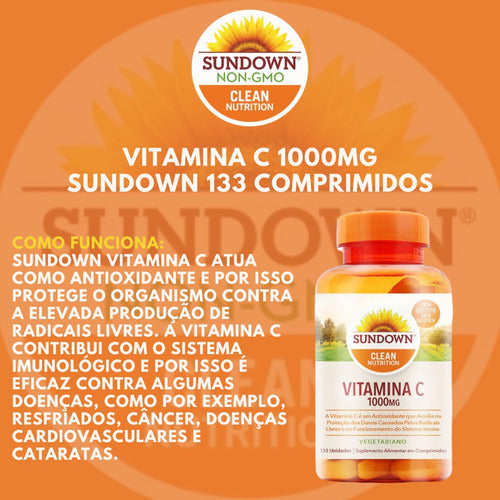 Vitamina C 1000mg 133 Comprimidos Sundown Naturals Ácido Asc Sabor Without flavor