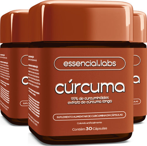 03 POTES da CÚRCUMA 130mg - Fórmula com Máxima Concentração e Pureza - 90 Doses