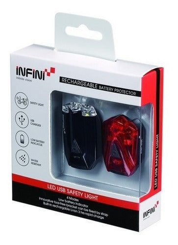 Farol E Lanterna Bicicleta Recarregavel Usb Infini I260wr