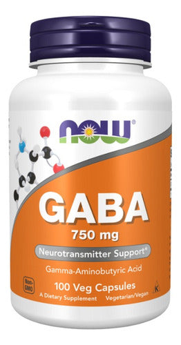 Gaba 750mg 100 Veg Caps Now Foods Sabor Neutro