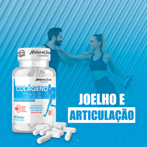 Natural Foods Pote Colageno Tipo 2 + Vitaminas Joelho E Articulação 60 Capsulas Sem Sabor