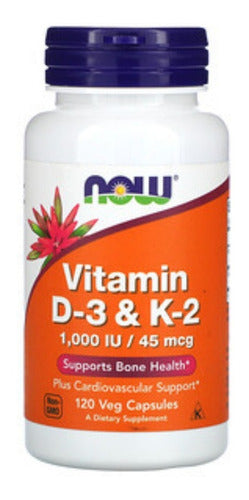 Vitamina D3 K2 Now Foods Concentrado 1000 Ui 120 C Sabor Natural