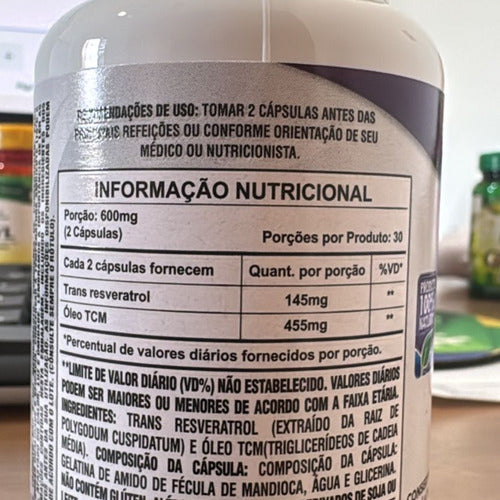 Trans Resveratrol 600mg / 60 Caps Nutrivitalle Sabor Sem Sabor