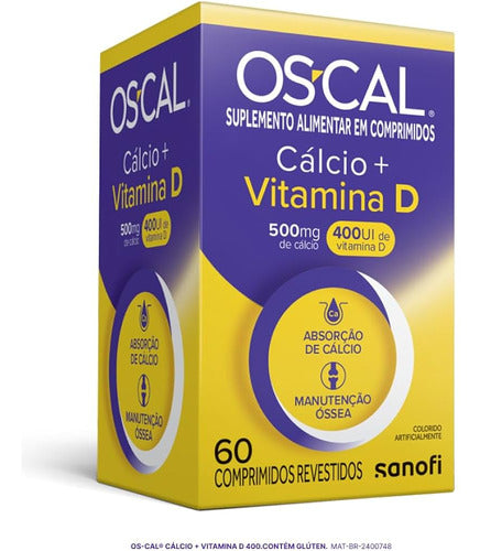 Oscal D Sanofi 60 Comprimidos 500mg+400ui Sabor Without flavor