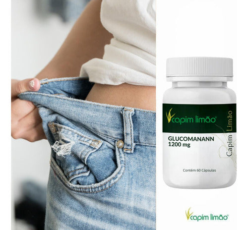 3 Glucomanan 1200mg 120 Capsulas 60 Doses Sabor Sem sabor