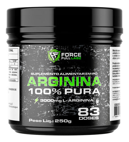 L - Arginina Em Pó 3000 Mg Ultra Concentrada 100% Pura 250g Vasodilatador - Force Full Labz