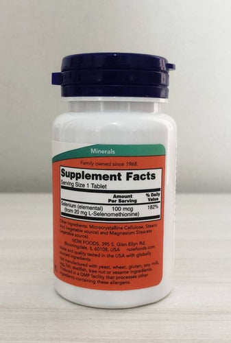 Selenium 100mcg 100 Tabletes Selênio - Now Foods Sabor Sem sabor