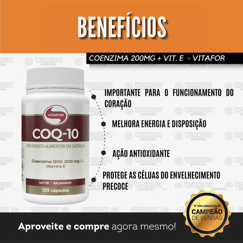 Coenzima Q10 Coq10 200mg + Vitamina E 120 Cápsulas