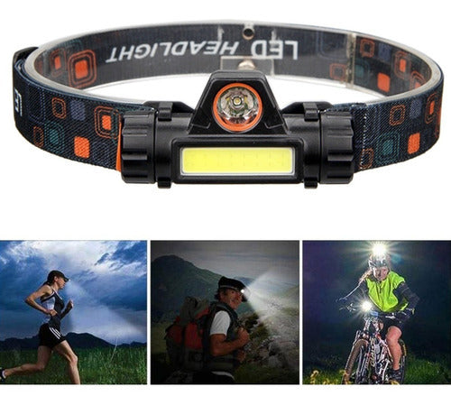 Lanterna Cabeca Testa Capacete C/ Foco Recarregavel Usb, Led Cor da lanterna Branco Cor da luz Branco