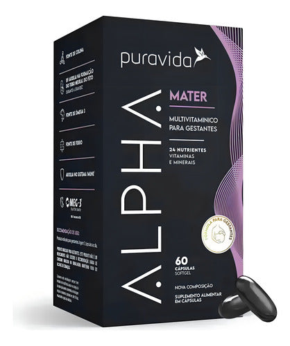 Puravida Alpha Mater Multinutrientes para Gestantes Ômega3 Dha 60u