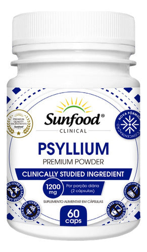 Psyllium 1200mg 60caps Sunfood Fibras Sabor Sem sabor