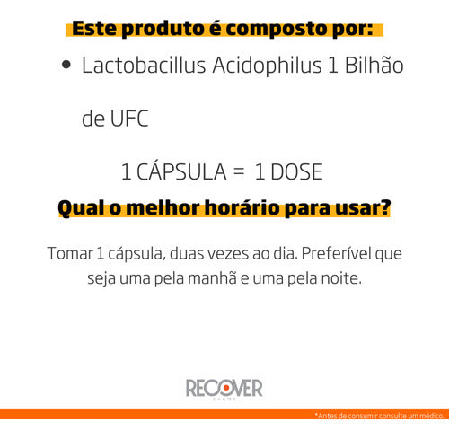 Lactobacillus Acidophilus 1 Bilhão De Ufc - 60 Cápsulas Sabor Without Flavor