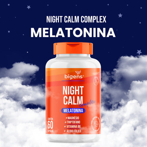Night Calm Complex Melatonina, Triptofano, Mag 60cps Bigens Sabor Neutro