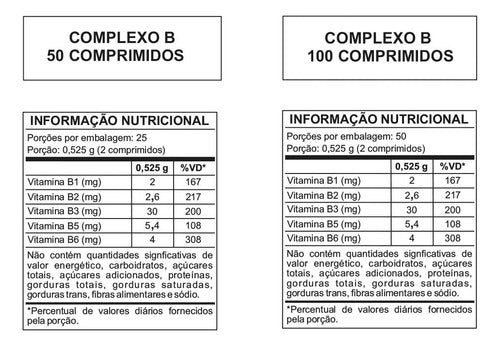 Polivitaminico Vitaminas Complexo B 100 Comprimidos Arte Nativa