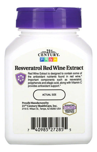 Suplemento Alimentar de Extrato de Uva Resveratrol Red Wine90 cápsulas