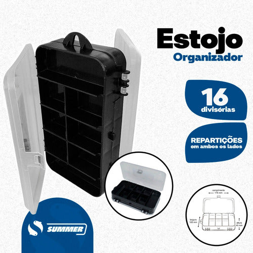 Kit Pesca Esportiva Estojo Premium Anzol Chumbo Girador Boia