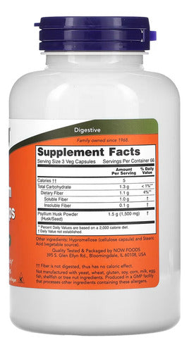 Fibra De Psyllium 500mg Now Foods Psyllium Husk 200veg Caps Sabor Sem sabor