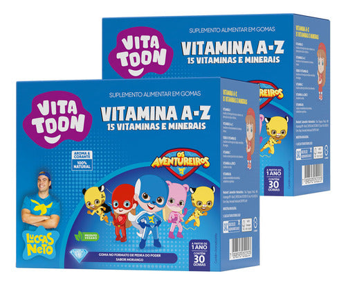 Kit 2 Vitatoon Luccas Neto Vitamínico A-z Morango 30 Gomas
