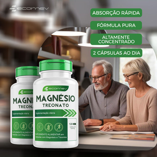 Suplemento em cápsulas Mix magnesio Quelato Dimalato Treonato 360cps 500mg Ecomev